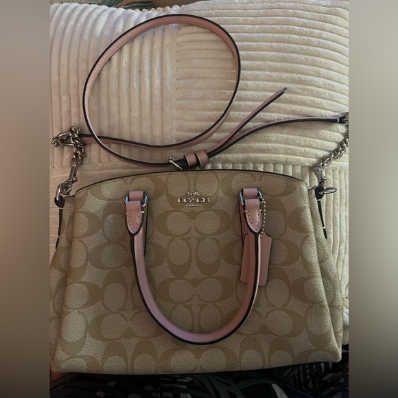 Coach mini sage carryall in signature canvas khaki/carnation new without tags - Picture 4 of 10